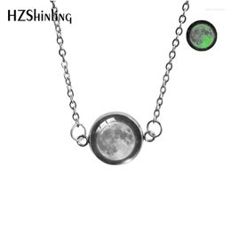 Chains Arrival Two Hooks Stainsteel Steel Necklace Glow In Dark Green Effect Glass Cabochon 14mm 20mm