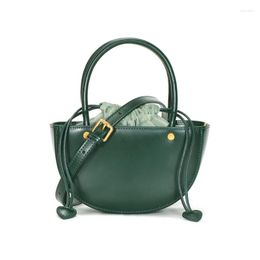 Evening Bags High Quality Casual Tote Genuine Leather Handbag Women Shoulder Bag Black Green Lady Crossbody Messenger Travel Gift