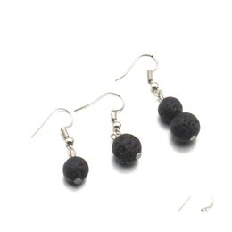 Charm 8Mm 10Mm Lava Stone Bead Charms Earring Aromatherapy Essential Oil Per Diffuser Dangle Earrings For Women Jewelry Drop Delivery Dhno0