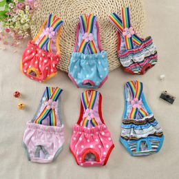 Dog Apparel Stripe Dots Pet Shorts Diaper Sanitary Physiological Pants Washable Female Short Panties Menstruation Underwear Briefs