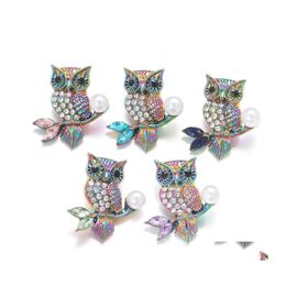 Clasps Hooks Noosa Plating Dazzling Owl Crystal Snowflake Snap Buttons Fit Diy 18Mm Button Bracelet Necklace Acc Ingredients Suppl Dhtdy