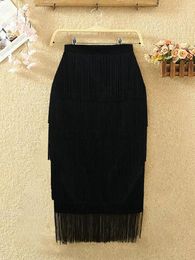 Skirts Ladies Slim Elegant Fringe Bodycon Pencil Women High Waist Stretchy Tassel Jupe Spring And Autumn Pants Skirt For Female