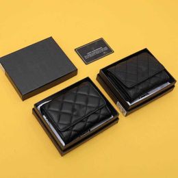 Luxury Brand design Letter short Wallets 3010 plaid CC chain wallet lambskin women's le boy pocket Caviar Leather zipper card pack coin Purse Clutch