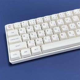 Keyboards 124 Keys Milk Theme Key Caps XDA Profile PBT Dye Subbed Japanese Minimalist White Keycaps For MX Switch Mechanical Keyboard T230215