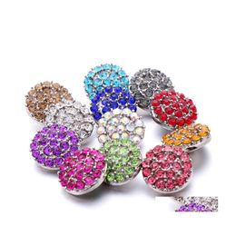 Clasps Hooks Wholesale Rhinestone Filled 18Mm Snap Button Clasp Metal Round Charms For Snaps Jewellery Findings Suppliers Drop Deliv Dhv9Z