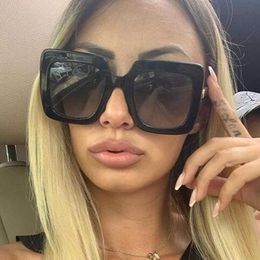 Sunglasses Vintage Square Sunglasses Women 2020 Men Brand Designer Oversize Sun Glasses Shades Black Gradient Goggles UV400 Fashion Eyewear G230214