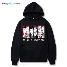 Men's Hoodies Sweatshirts Anime Fire Force Hoodie Shinra Kusakabe Akitaru Obi Graphic Hoodie for Men Sportswear Cosplay Clothes Harajuku Pullover 021523H