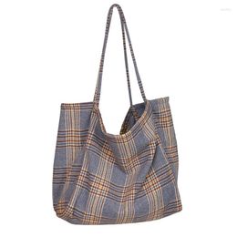 Evening Bags 2023 Female Woollen Plaid Canvas Women Large Capacity Tote Handbag Ladies Casual Big Shoulder Bag