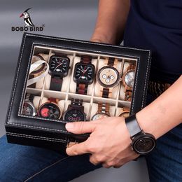 Watch Boxes Cases BOBO BIRD Leatherette Wrist Watch Display Box Organiser Storage Box Watch Holder Jewellery Display Case saat kutusu 230214