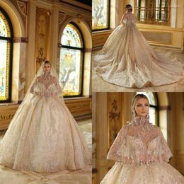 Wedding Dress Glamorous Beading Ball Gown Dresses With Wraps Luxury Sequins Sweetheart Puffy Bridal Gowns Backless Sweep Train Robes