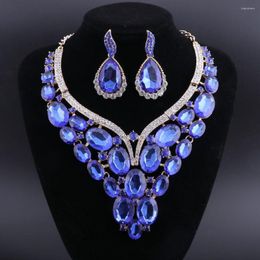 Necklace Earrings Set OEOEOS Fashion Gold Colour Bridal & Crystal For Bride Wedding Jewellery Party Costume Accessories