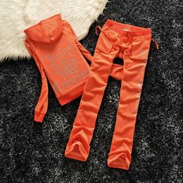 Juicy Tracksuit Women Velvet 2023 Brand Velour Sewing Suit Track Hoodies and Pants Sets New High End Juicy Tracksuit 488