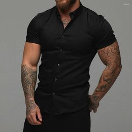 Men's Casual Shirts Classic Slim Fit Pure Color Men Shirt Dress Quick Drying Cool