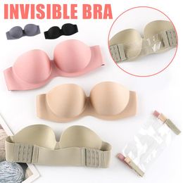 Bustiers & Corsets Ly Strapless Bra Push Up Sponge Brassiere With Chargeable Back Strap Non-Trace For Wedding Party DressBustiers