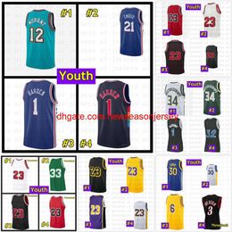 embroidery custom 2022 stitched basketball Jerseys Harden Embiid Curry Hardaway Antetokounmpo Morant Iverson Youth Kids S M L XL basketball jersey