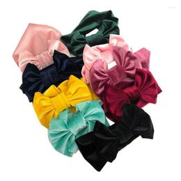 Hair Accessories Toddle Kids Baby Girl Gold Velvet Headband Fashion Solid Cloth Bow Turban Knot Head Wrap Hairband Stretch Girls Headbands