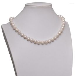 Korea Necklace Chain White Pearl Ear Studs Fashion Party Women's Gift Elegant Jewellery 8-9mm