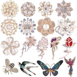 New pearl brooch advanced feeling diamond inlaid bee butterfly hummingbird brooch fashion tulip brooch