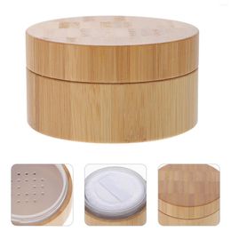 Storage Bottles 1 Set Bamboo Loose Powder Container Empty Box Compact Case