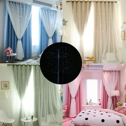 Curtain Curtains With Rod Pockets Shower Patterned Sky Sheer Double- Starry Voile Window Drape Tulle Home Decor