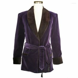 Men's Suits Purple Velvet Smoking Suit Men Jackets For Wedding Dinner Party Coat One Piece Shawl Lapel Male Fashion Blazer 2023