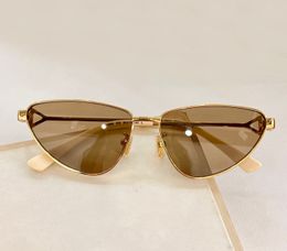 Gold Metal Brown Cat Eye Sunglasses for Men Designers Sun Glasses Shades Occhiali da sole Designer Sunglasses Glasses UV400 Eyewear with Box