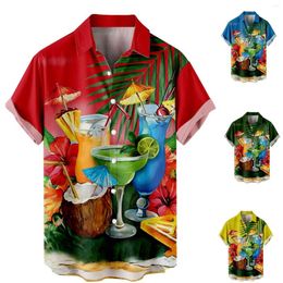 Men's Casual Shirts 2023 Loose Breathable 3D Print Trendy Cool Fashion Hawaiian Beach Party Tops Short Sleeves Summer Men's Tee