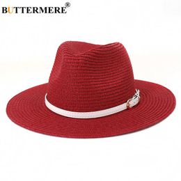 Wide Brim Hats Panama Hat Straw Men Women Red Light Blue Yellow Purple Caramel Summer Belt Decorate Sunhat Chapeau Sombrero