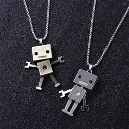Pendant Necklaces Hip Hop Trendy Stainless Steel Necklace Unisex Heavy Industry Man Birthday Present Metal Robot Design Jewellery