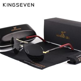 Sunglasses KINGSEVEN Men Vintage Aluminium Polarised Sunglasses Classic Brand Sun glasses Coating Lens Driving Eyewear For MenWomen 230215