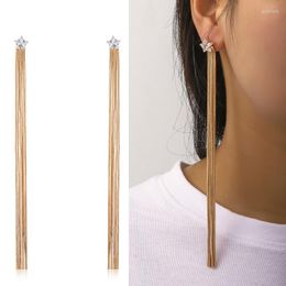 Dangle Earrings Star Zircon Tassel Gold Colour Women Snake Bone Copper Chain Earring Long Thread Geometric Jewellery