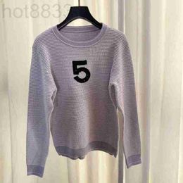 Women's Sweaters Designer 2022 New Autumn Winter Number Pattern Embroidery Sweet Sweater Women Solid Ladies Pullover Casual Loose Knitted Jumper 7KXE