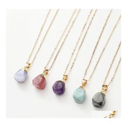 Pendant Necklaces Gold Plating Edged Birthstone Healing Crystal Energy Druzy Quartz Fashion Women Men Jewelry Wholesale Drop Deliver Dhrdu