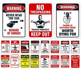 No Trespassing Tin Signs Warning Plaque Metal Video Surveillance Wall Art Poster Plate Yard Farmhouse Iron Painting 20x30cm Woo