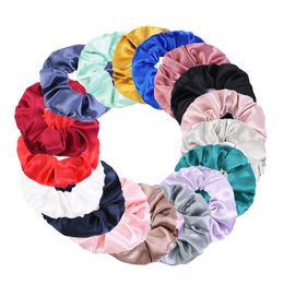 New women satin Scrunchie Elastic Handmade Multicolor Hair Band Silky Ponytail Holder Headband Hair Ties Rope Hair Accessories