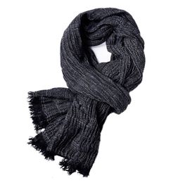 Scarves Male Brand Winter Scarf Men Warm Soft Tassel Bufanda Casual Cotton Linen Crinkle Men'S Scarves Shawl Black Navy Man Scarfs 230215