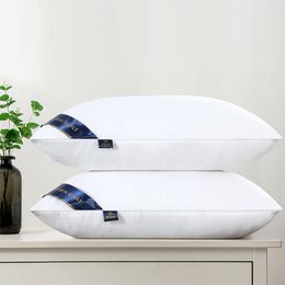 Pillow 100% Cotton Pillow Bedroom Bed Sleep Cervical Pillow Middlehigh Pillow Core Frosted Thickened Machine Wash Quilt Cover White 230214