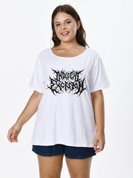 Women's Plus Size T-Shirt Plus Size Women T-shirt With Messy Lines Print O-neck Short Sleeve Tops for FEMMES Large Tunics Blouses Mujeres Talla 22061605 230215