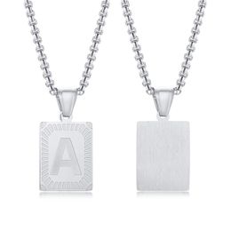 Pendant Necklaces LETAPI Punk Vintage Letters Necklace For Women Stainless Steel 26 A-Z Shiny Out Chain Hip Hop Men Jewelry