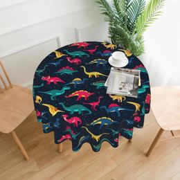 DinoWear Round Tablecloth - 60in Washable, Wrinkle-Resistant Fitted Cover for Colorful Dinosaur-Themed Parties