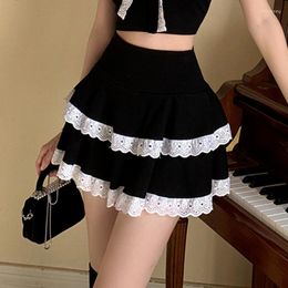 Skirts 2023 Women Japanese Gothic Mini Harajuku Lace Ruffles High Waist JK Skirt Lolita Style Girls Sexy Punk Tiered