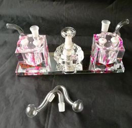 Hookahs Double Siamese alcohol lamp hookah , Wholesale Glass bongs Oil Water Pipes Glass Pipe Oil Rigs Smoking