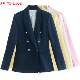 Womens Jackets PF To Love Woman Casual Blazers Pink White FW Autumn Spring Street Stylish Arrivals Straight Button Solid Outerwear 230215