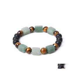Beaded Strands 8Mm Lava Stone Reiki Seven Chakra Natural Strand Bracelet Diy Aromatherapy Essential Oil Diffuser Bracelets For Wome Dhhra