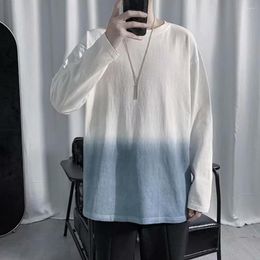 Men's T Shirts Men Long Sleeve T-shirts Oversized Tie-dye Loose Korean Style All-match Simple Chic Youthful Fashion Breathable Clothing