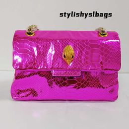 Cross Body Shiny Snake Grain Pattern Handbag Bright Color Eagle Metal On The Front Flap Women Purse Cross Body Bag 021523H