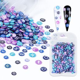 Nail Art Decorations 12 Constellation Polymer Clay Slices Soft Flakes Zodiac Signs Gel Nails Accessories Astrology Slime