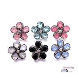 Clasps Hooks Wholesale Rhinestone 18Mm Snap Button Flower Clasp Metal Decorative Charms For Snaps Jewellery Findings Factory Supplie Dhxon