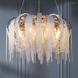 Chandeliers Modern Luxury Chandelier Fashion Simple Tassel Aluminium Chain Lamp Living Room Bedroom Waterfall Creative