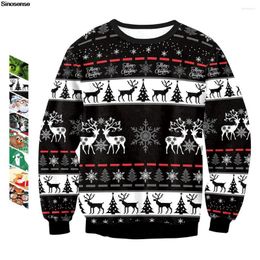 Men's Sweaters Men Women Reindeer Ugly Christmas Sweater 3D Tree Snowflakes Printed Holiday Party Sweatshirt Pullover Xmas Clothing